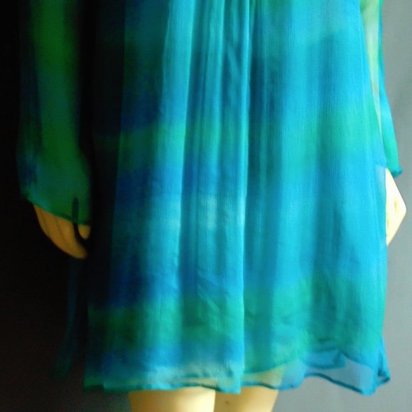 Dana Buchman Silk Aqua Beaded Tunic Dress 12 - Picture 3 of 7